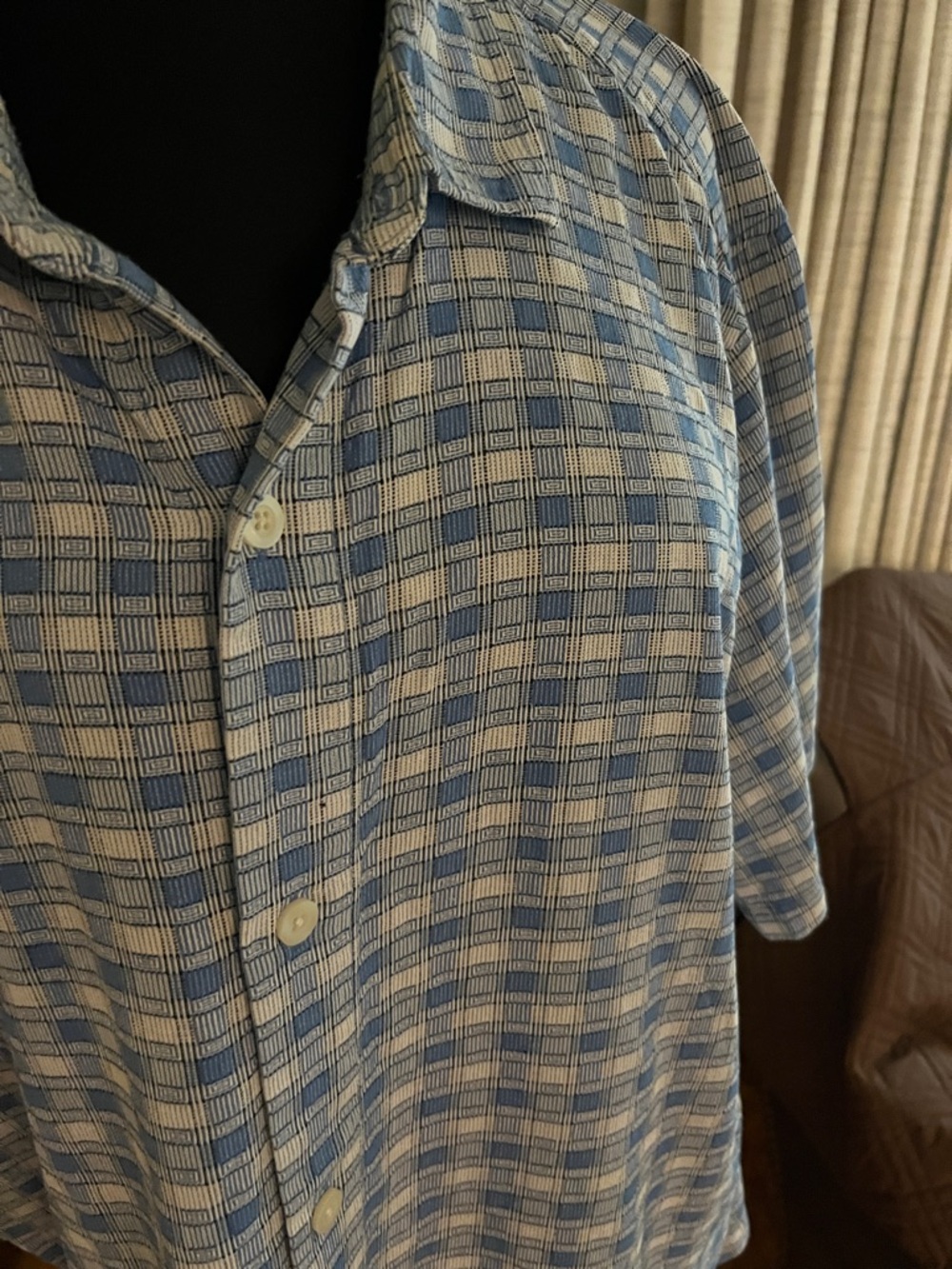 Tommy Bahama Blue Plaid Short-Sleeve Button-Down Shirt